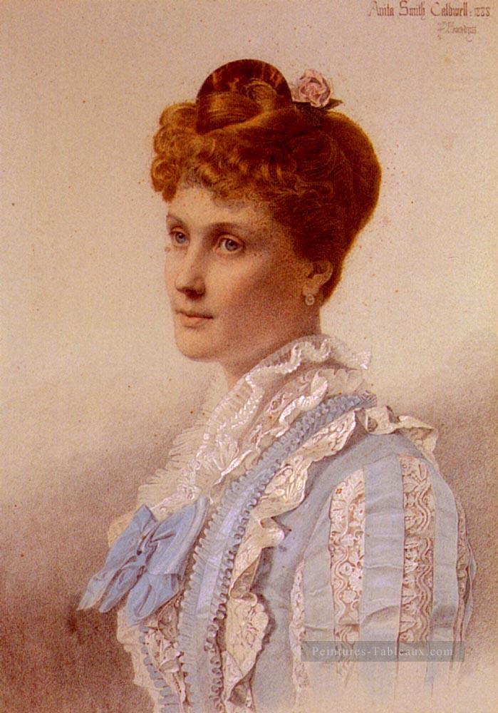 Portrait d’Anita Smith peintre victorien Anthony Frederick Augustus Sandys Peintures à l'huile